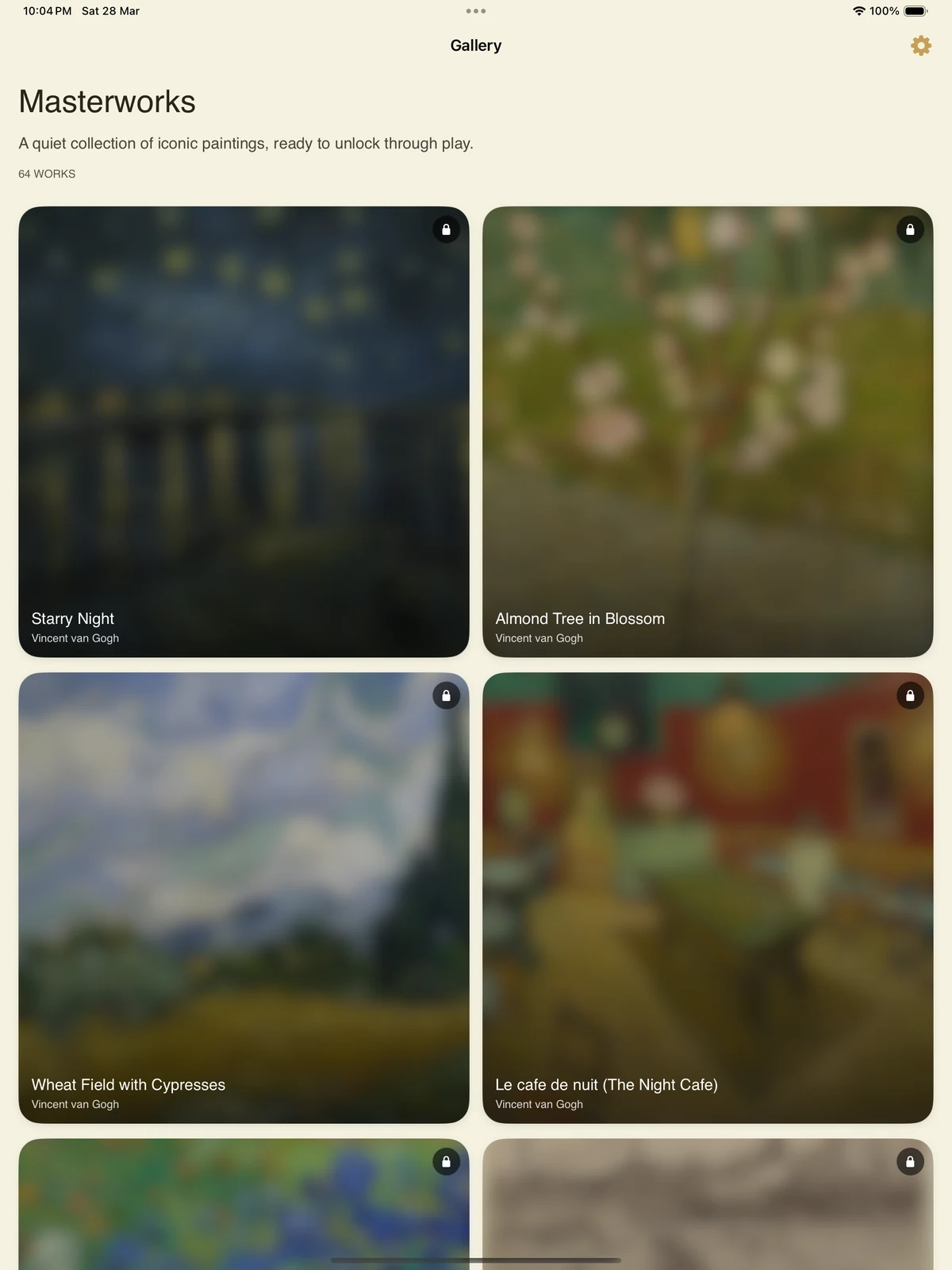 Musea gallery screen on iPad