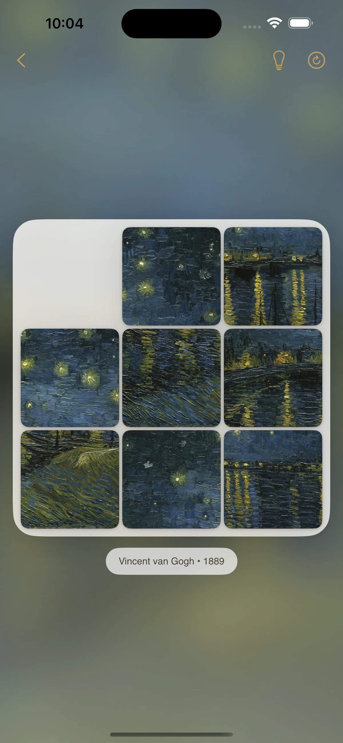 Musea puzzle screen on iPhone